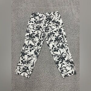 Vintage 90s Clio black and white tropical floral crop capri pants 12